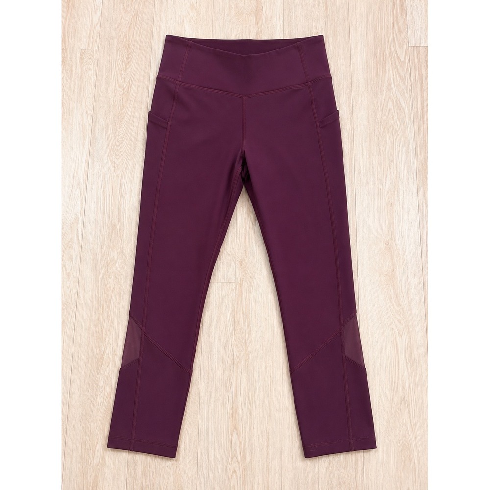 Lululemon Speed Up Crop 21 Burgundy Plum Running Leggings Pockets Size 6
